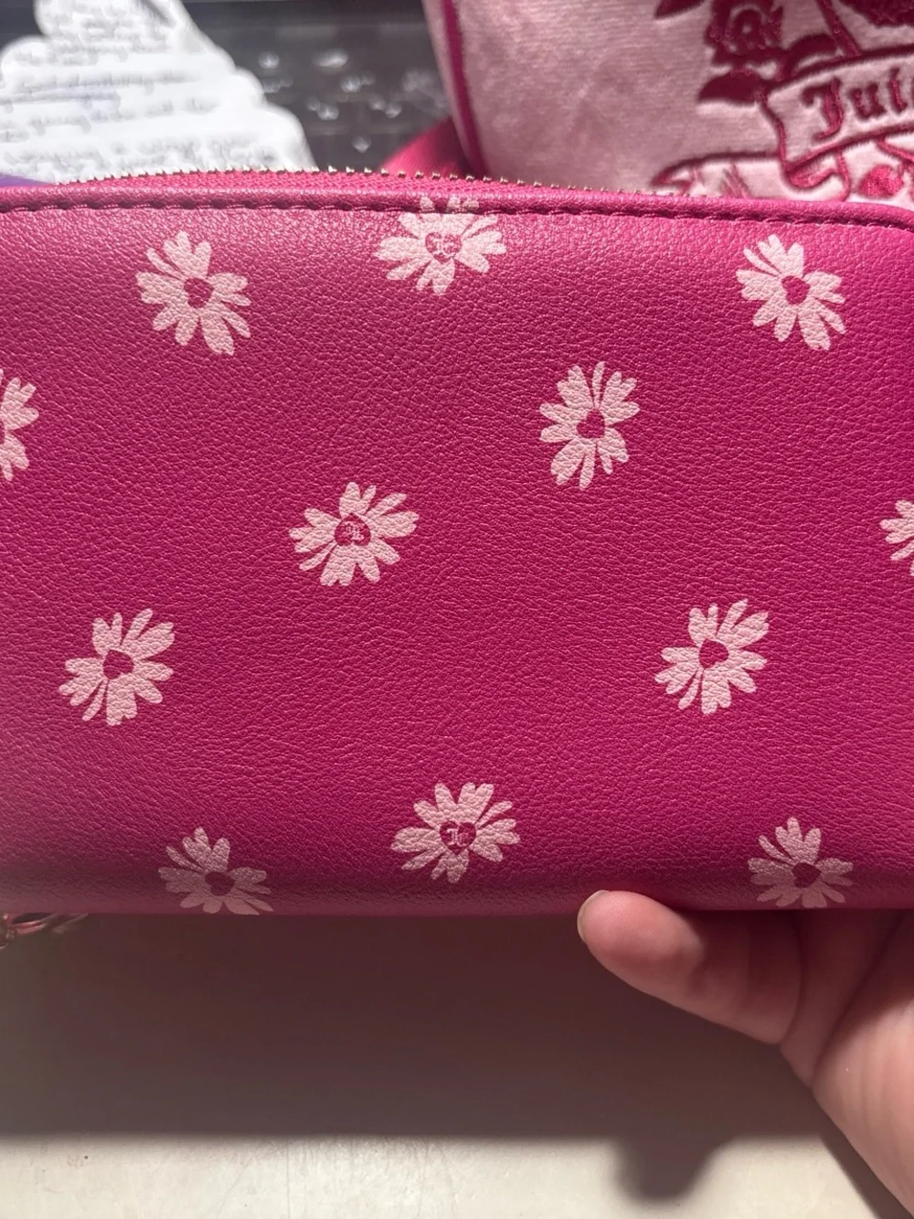 Juicy Couture Hot Pink Daisy Zip-Around Wallet
